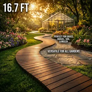 Wooden Garden Pathway Roll Out Walkway, Outdoor Wood Path for Backyard, Patio, Lawn and Garden Decor