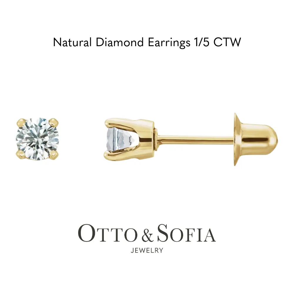 Kids' Gemstone Stud Earrings in 14K Gold (Diamond, Ruby, Sapphire, Emerald)