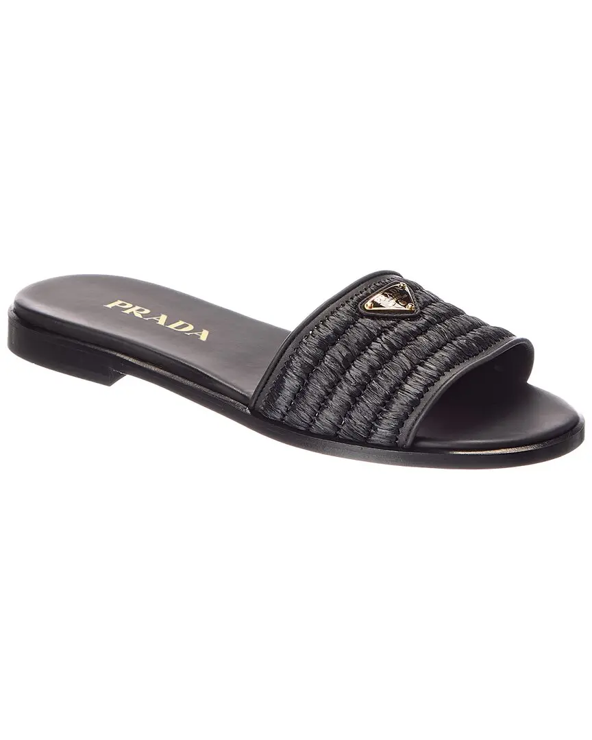 Prada Raffia & Leather Sandal