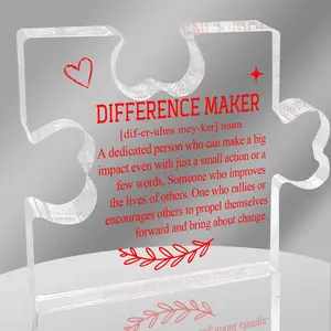 Difference Maker Definition Sign, Inspirational Office Gifts for Women, Coworkers Appreciation Gifts for Women Men, Retirement Thank You Gifts, Desk Decorative Acrylic Plaque Puzzle