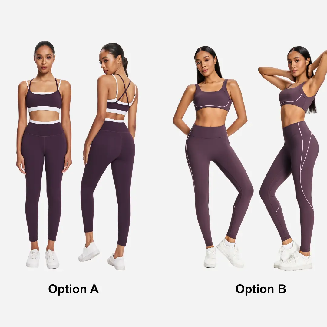 Women's 2-Piece Activewear Set, Comfortable Lavender Compression Long Sleeve Top and Leggings for Fitness, Female, Womens Fitness, Workout Outfit Inspo, Option B, Lavender Hue Range, Athletic Performance, Everyday Active