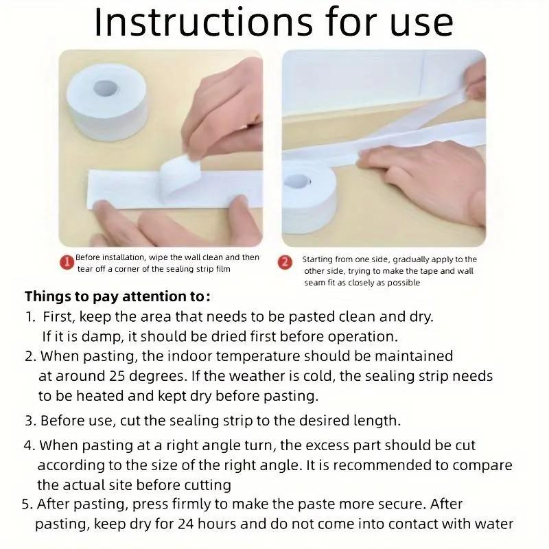 White Waterproof Caulk Tape 5-meter Extended Upgrade Version Waterproof Mold-Proof Sealing Strip-Industrial Strength,  Tape for Bathroom Kitchen Sink Toilet Tub Edges Easy Application & Durability