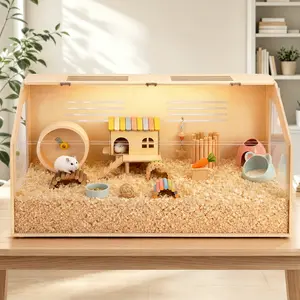 PETCOZIFE Wooden Hamster Cage Small Animals House for Guinea Pigs Chinchillas W/ Acrylic Boards, dealsforyou, summerwins, restock, dealsforyoudays, DFYD