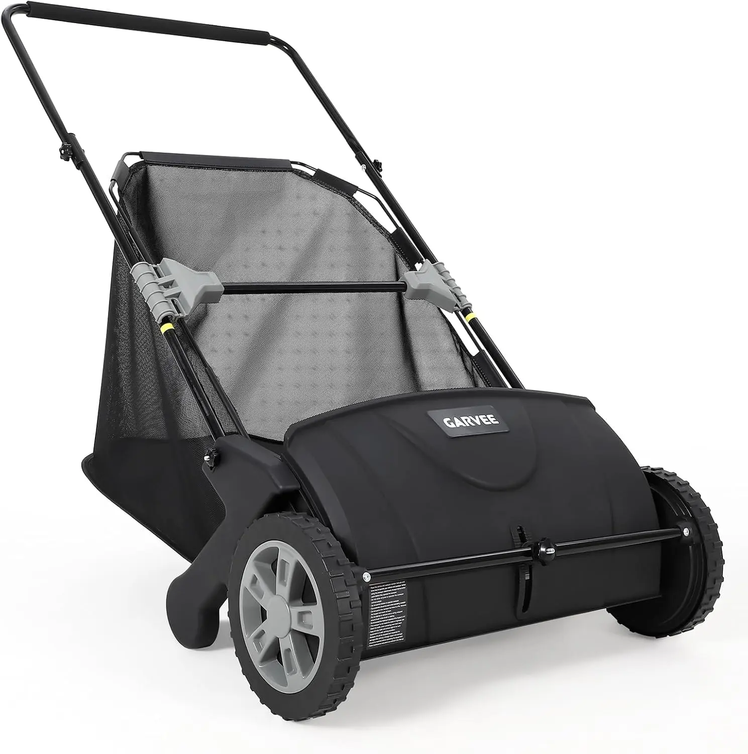 Garvee 21-Inch Push Lawn Sweeper, Manual Leaf Sweeper with 3.5 Cu. ft. Mesh Collection Bag, Yard Sweeper with 2 Spinning Brushes & 10" Rubber Wheels, Walk-Behind Grass Collector for Lawns