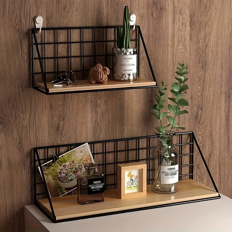 [Metal Floating Shelves Rack] 1pc Metal Floating Shelves Wall Mounted Shelf for Wall - Punch-free Wall Mount Design Storage Rack for Bathroom, Living Room, Bedroom - Minimalist Wall Decor Aesthetic Room Decor, Wall Mounted Organizer