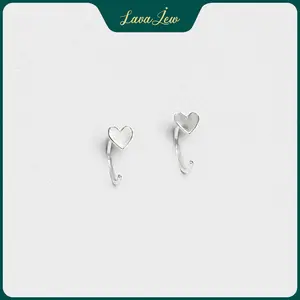 LavaJewelry Tiny Heart Earrings, Pearl Earrings, Pearl Jewelry, 925 Silver Earrings for Women, Girls