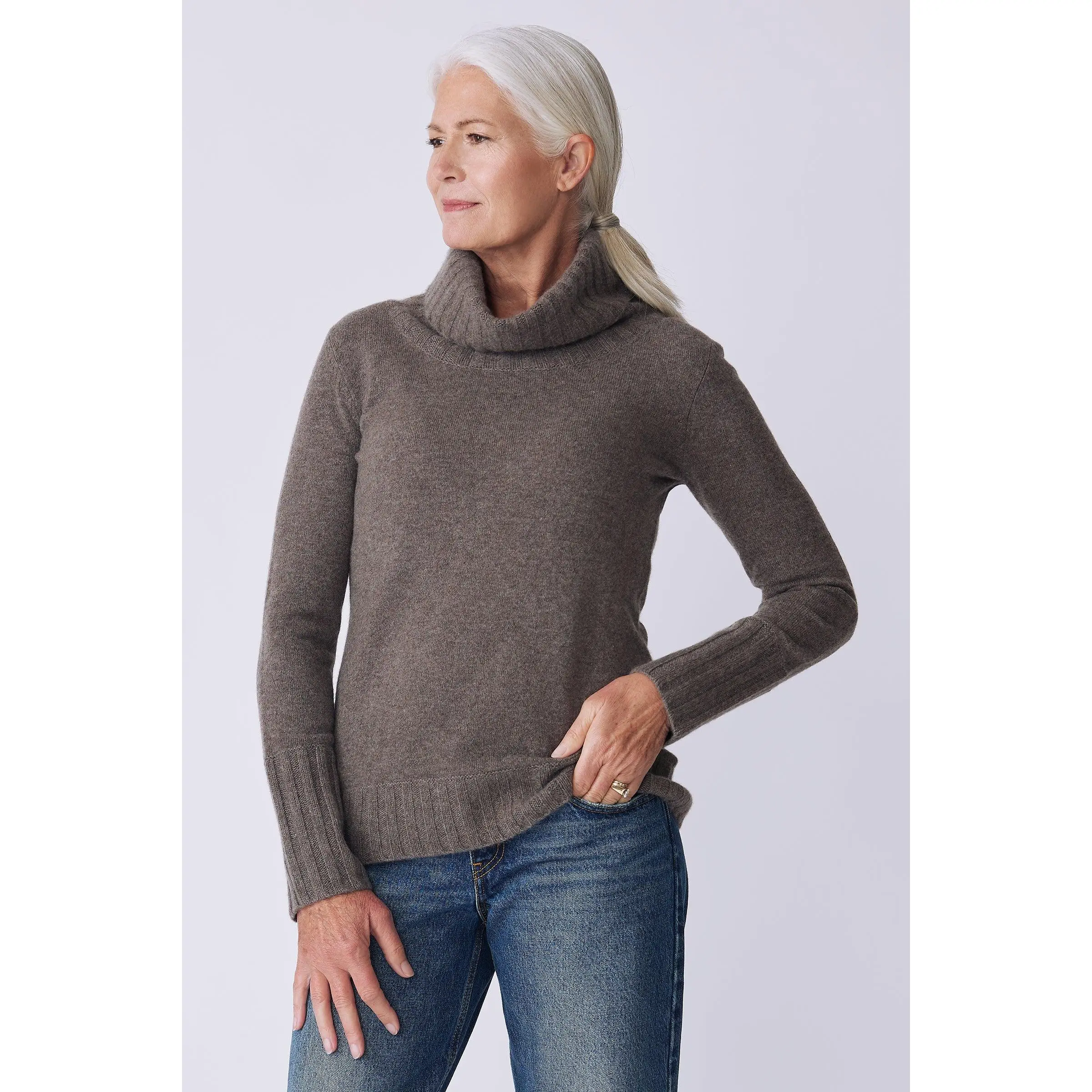 Cashmere Cowl T-Neck - Elk