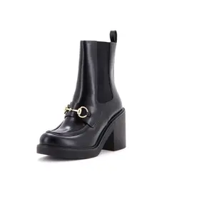 Pre-owned Gucci Women's Horsebit Heeled Chelsea Boots Leather by Rebag