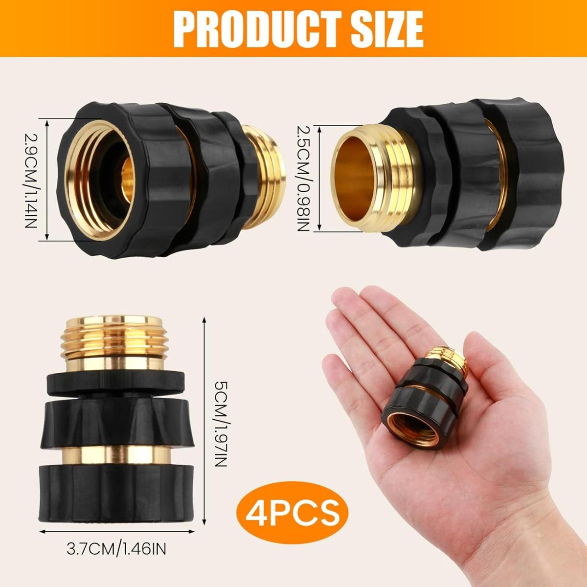 6 Sets Garden Hose Quick Connector, 3/4" Male and Female Quick Release Garden Hose Connect Fittings With 6 Rubber Washers