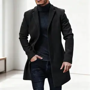 Men's Long Sleeve Solid Trench Coat - Classic Outerwear