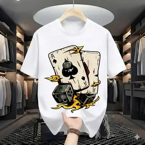 Vintage Ace of Spades Flaming Dice Graphic Tee Streetwear Casual T-Shirt