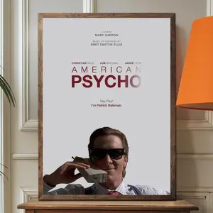 American Psycho Movie Poster Unframed, Christian Bale Patrick Bateman Wall Art, 2026 Horror Thriller Print