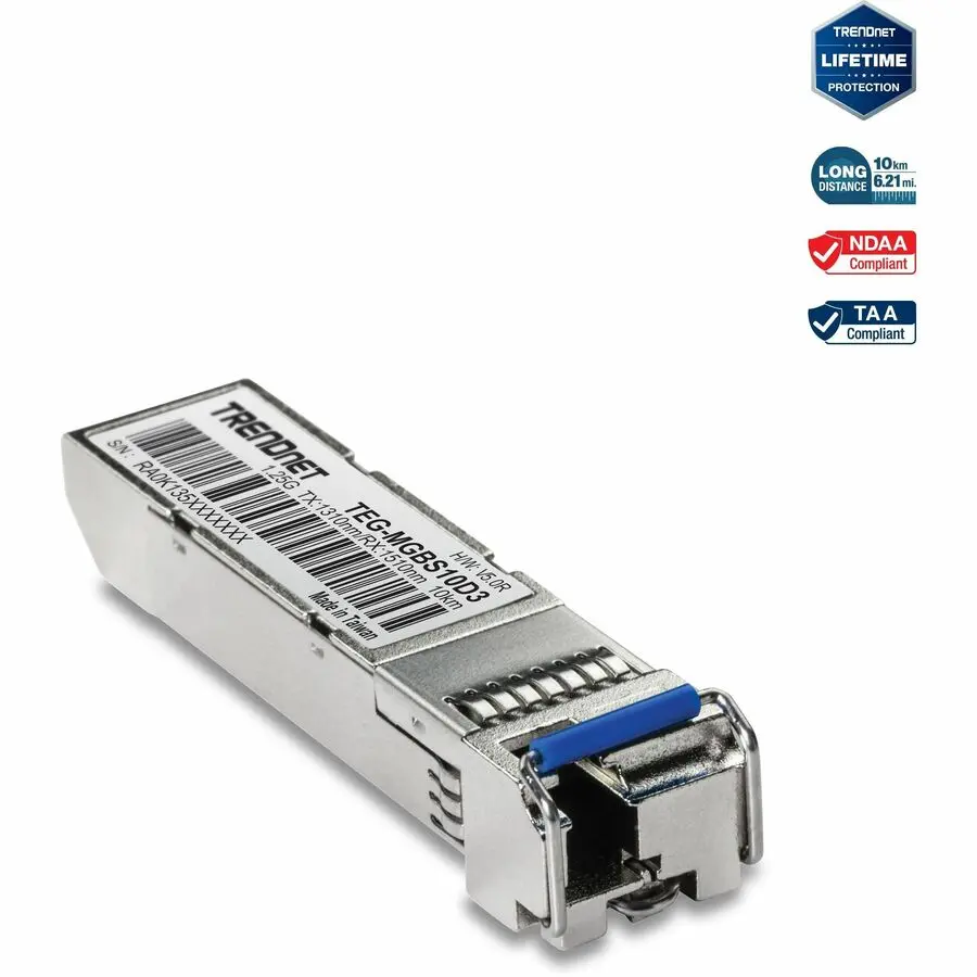 TRENDnet SFP to RJ45 Dual Wavelength Single-Mode LC Module TEG-MGBS10D3