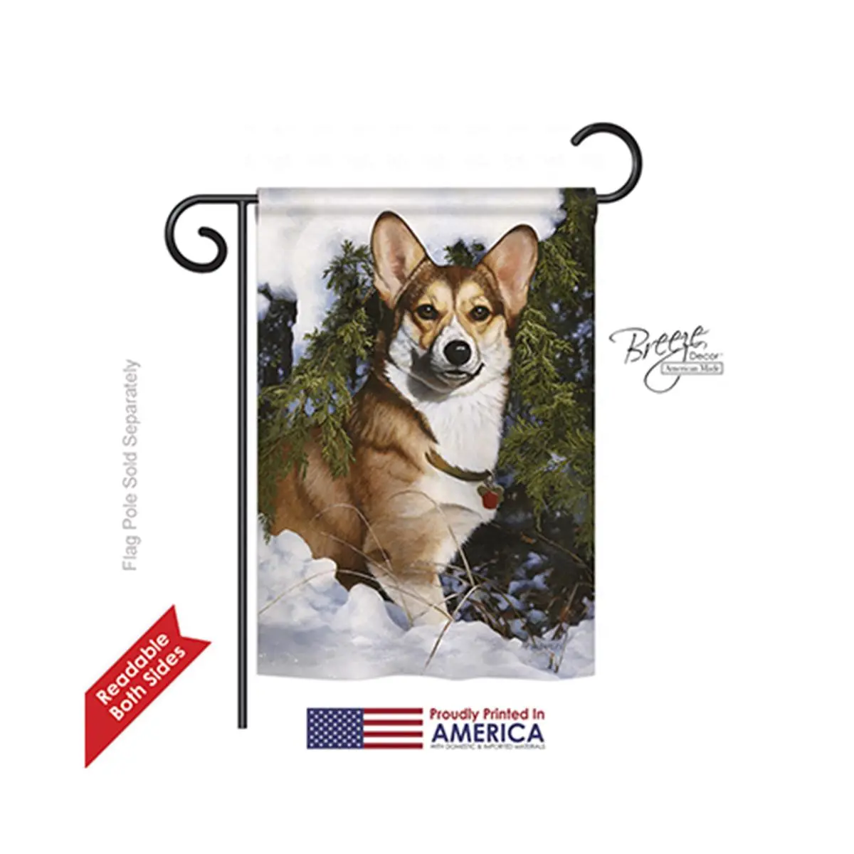 212 MAIN Double-Sided Corgi Artwork Garden Flag, 13x18.5 in Pro Guard Polyester, Soft-to-the-Touch Eco-Friendly Fade-Resistant Outdoor Decor, Home Improvement Garden Supply