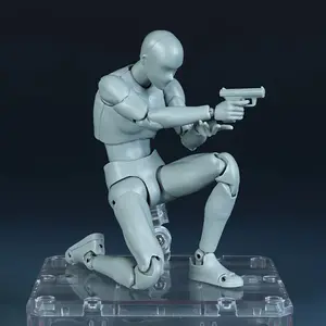 Perfect Holiday Gift Toys 1pc Articulated Human Figure Model with Jointed Poseable Sketch Drawing Doll, ABS Material, Black/Grey/Creamy White Ornaments, DIY Desktop Decor