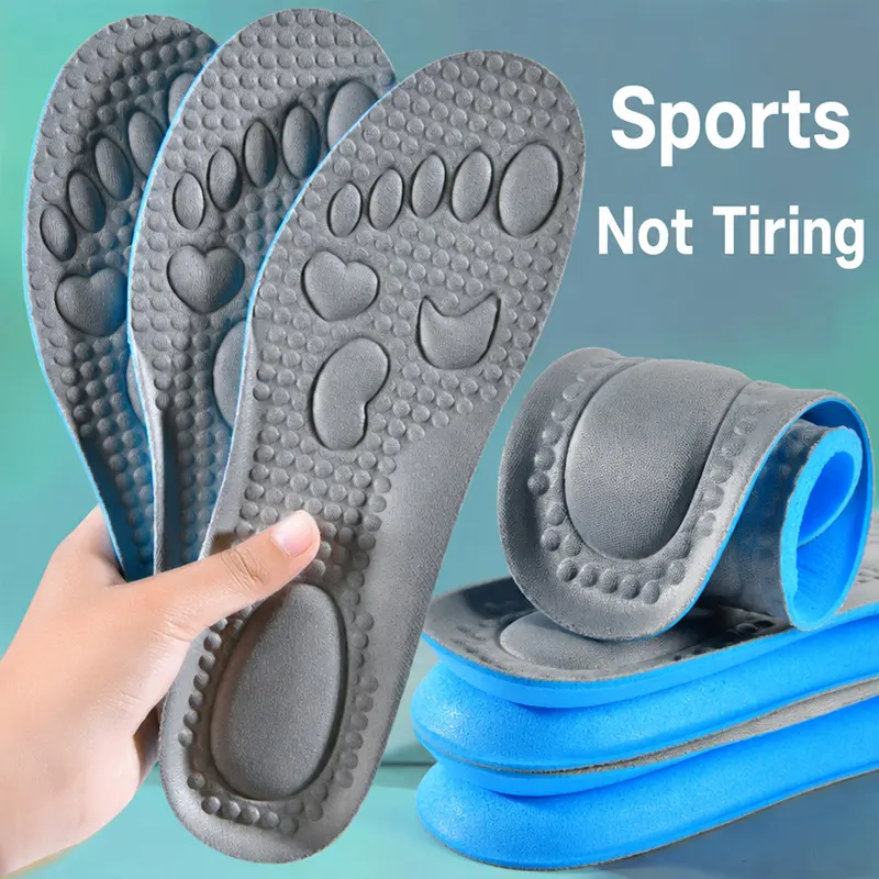 Unisex Antibacterial Massage Insoles - Deodorizing, Sweat-Wicking, Breathable, Soft Cushioning, Shock-Absorbing for Long-Time Standing Pain Relief