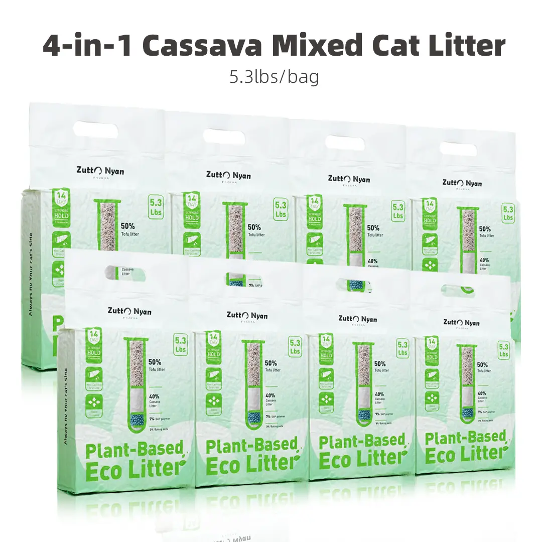 ZuttoNyan 4-in-1 Natural Cassava Mixed Cat Litter, 42.4 lbs – Rapid Clumping, Dust-Free, Non-sticking,Formula for Automatic Smart Litter Boxes Summervibes petlovers