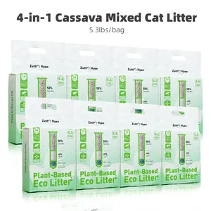 (8-Bag Pack) ZuttoNyan 4-in-1 Natural Cassava Cat Litter, 42.4 lbs – Rapid Clumping, Dust-Free, Non-sticking,Formula for Automatic Smart Litter Boxes
