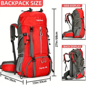 60L Waterproof Light Walking Backpack Belt Rain Cover and Shoe Compartment Outdoor Sports Trip Backpack