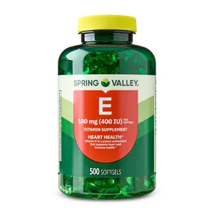 Spring Valley Vitamin E Dietary Supplement Softgels 180 mg 500 Count for Heart Health & Immune Support Gluten-Free