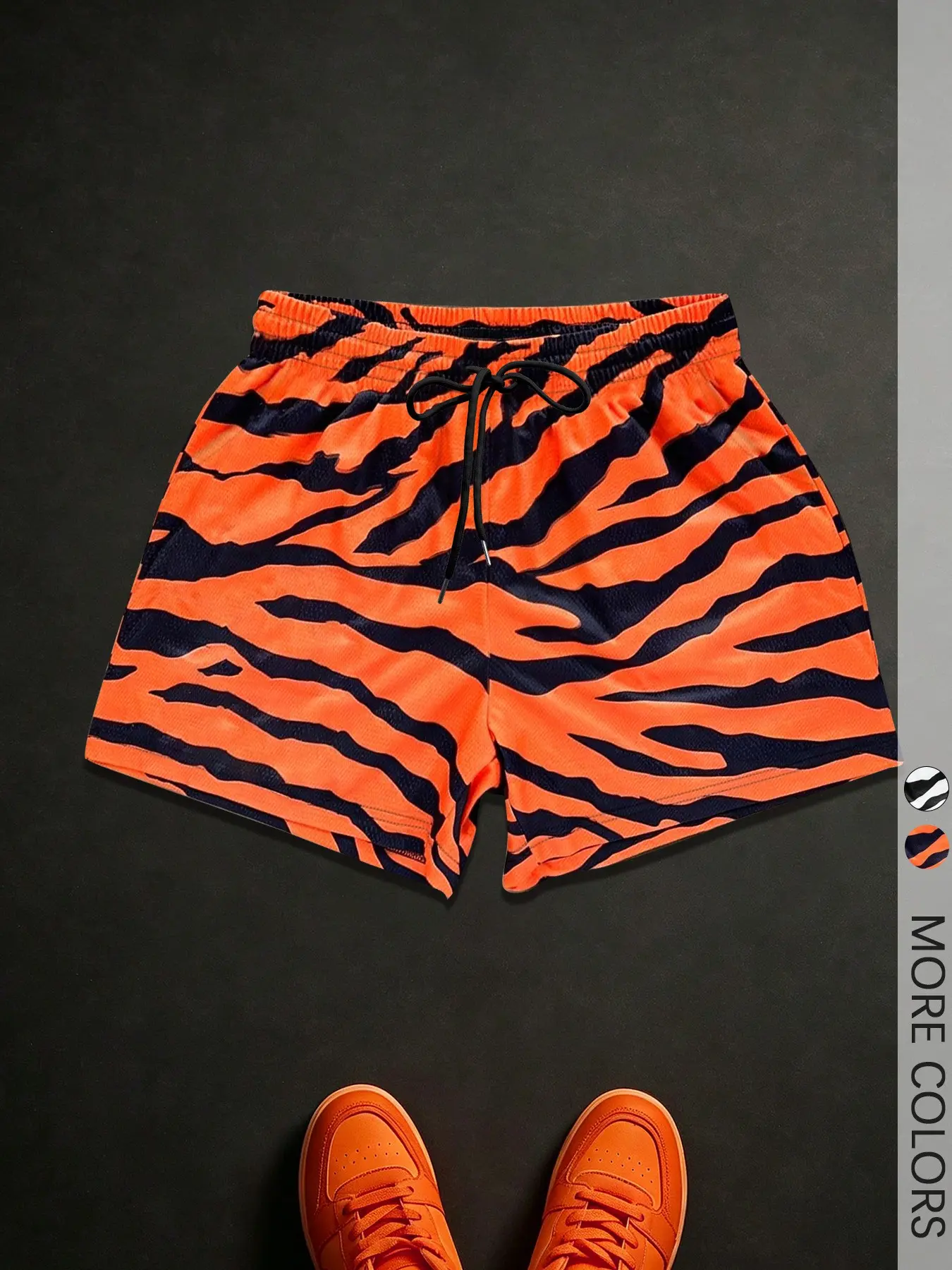 Men's Tiger Striped Mesh Shorts, Breathable Drawstring Shorts for Men Summer Streetwear, Casual Athletic Shorts, for Daily and Streetwear Outfits Athletic Shorts