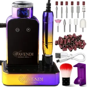 WAVENDI 45000RPM Rechargeable Nail Drill Machine with Large LCD Display Professional Nail File Electric Machine Manicure Polish Sander