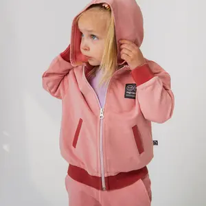 Kids Zip Up Hoodie - Washed Pink Denim
