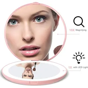 Mini Compact Fold Pocket Mirror With Led Light for Wedding Bride Bridesmaid Bridal Party Gift