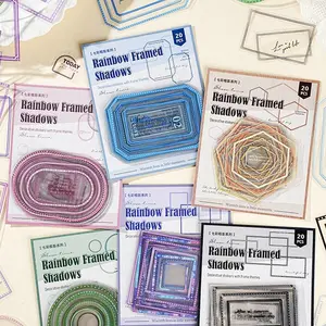 3-Pack Colorful Frame Shadow Series Sticker Pack, Creative Hand Account Material Decorations, DIY Scrapbook Album Phone Case Diary Calendar Greeting Card