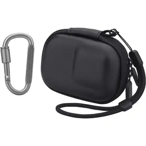 Carrying Case for DJI Osmo Action 5 Pro/6/4/3, Small Storage Bag for GoPro, PU Hard Travel Protector Case for Insta360 Ace/Ace Pro/2 with Wrist Strap & Carabiner Protective Accessories(Black)
