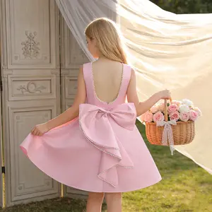 613 Girls white pearl dress U-shaped backless design elegant with unique design dress suitable for piano party party birthday gift