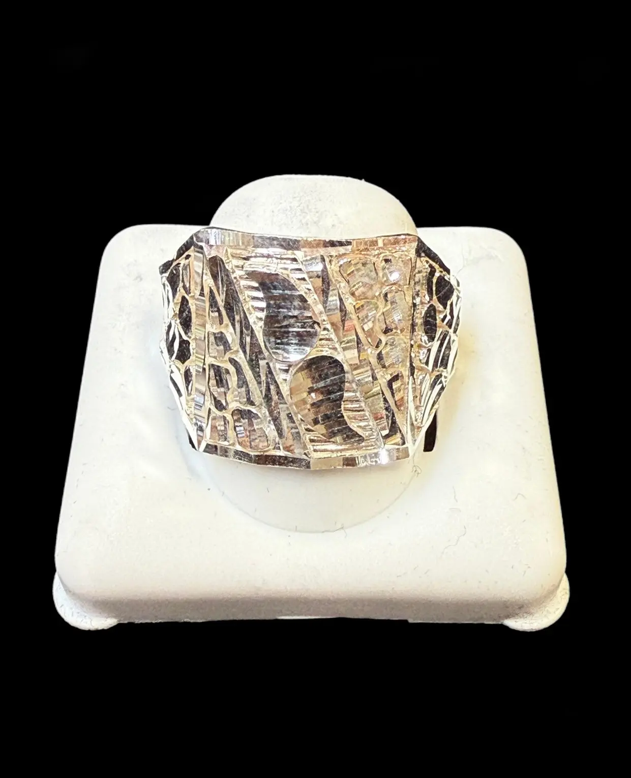 Ali Jewelers Chunky Textured Nugget Ring in 925 Sterling Silver, Unisex Statement Fashion Jewelry, 7.1g
