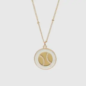 White and Gold Baseball Necklace for Women - Fashion Accessory