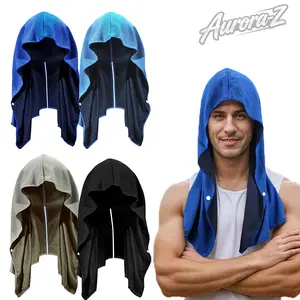 2 Pack Cooling Hoodie Towel With Snap Buttons For Men Women, Instant Cooling Fast Drying Absorbent Head Neck Wrap, Perfect For Camping Workout Cycling Golf Running Hiking GYM Outdoor Activities