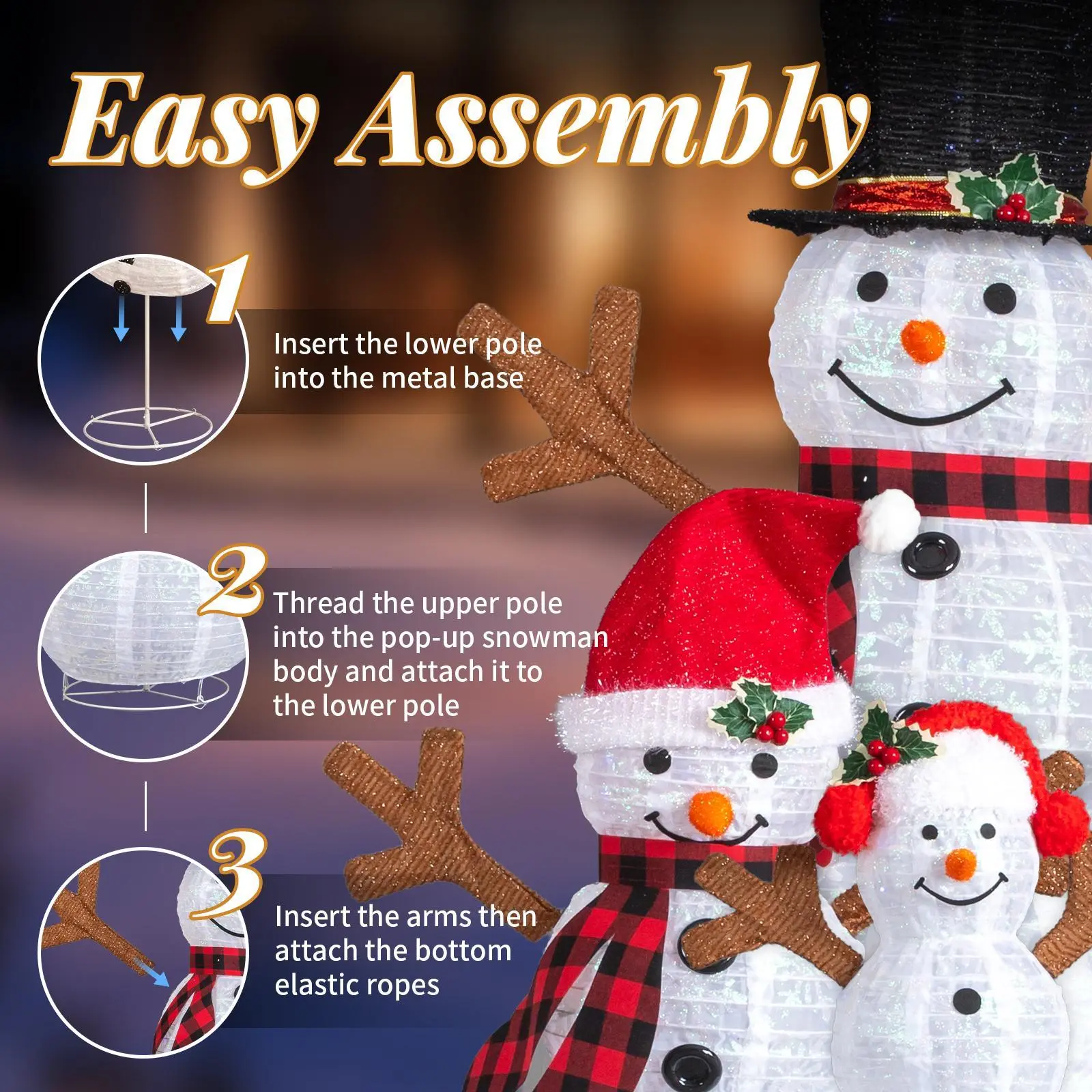 3pcs Snowman Family