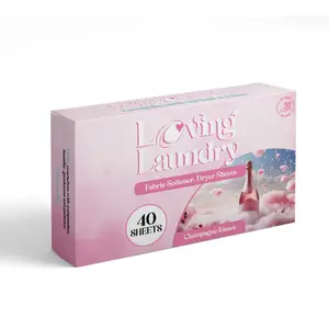 Fabric Softner Dryer Sheets- Champagne Kisses Scent - Enhanced Softness- Plant Based- Softens & Removes Static Cling- Long lasting Freshness 40 Sheets
