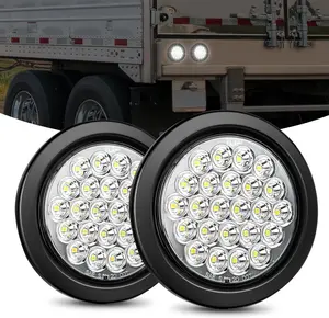 Nilight 4-Inch Round Trailer Tail Light, 2PCS 24LED White Back Up Reverse Light with Flush Mount Grommets & Plugs, IP67 Waterproof, 12V Compatible for Truck, Trailer, RV Vehicle