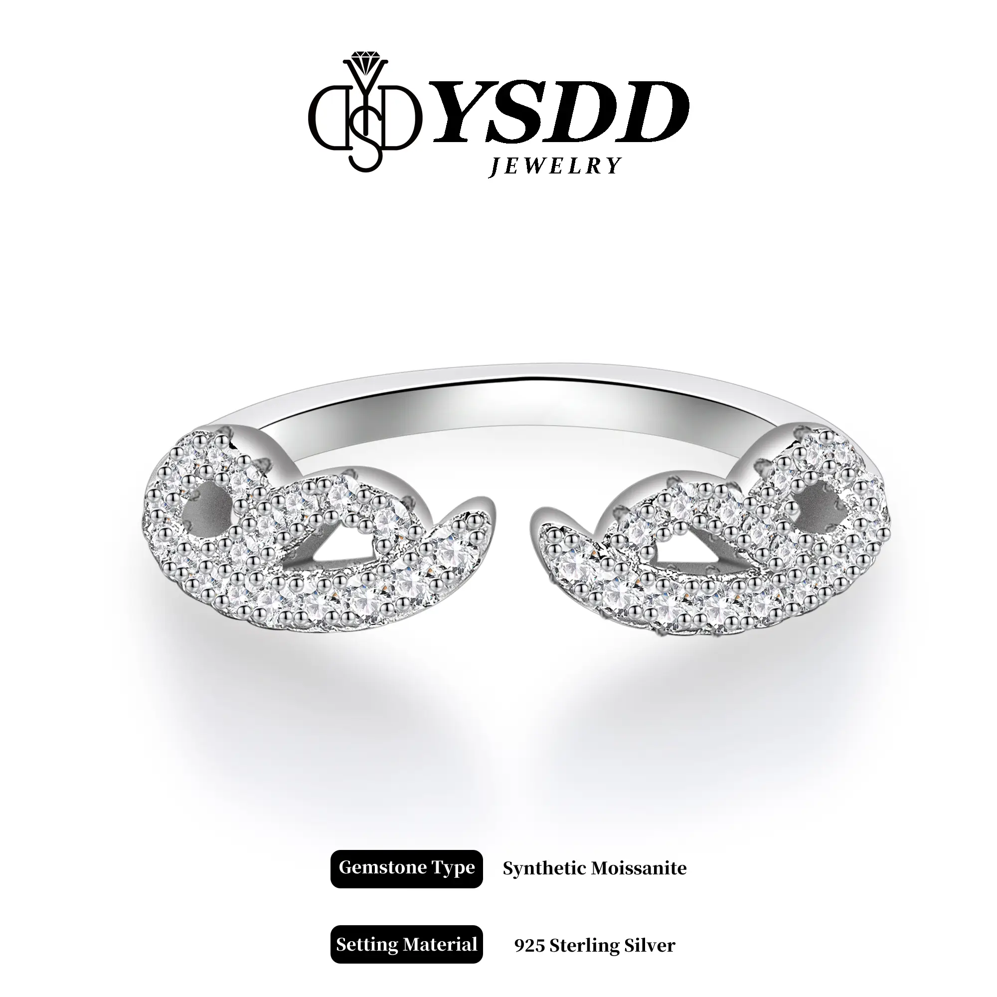 【#244 Angel Wings】Sparkling Synthetic Moissanite Ring Enhancer in 925 Sterling Silver
