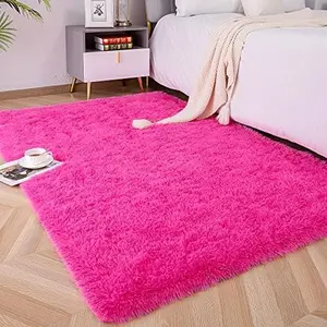Soft Fluffy Area Rugs for Bedroom Kids Room Plush Shaggy Nursery Rug Furry Throw Carpets for Boys Girls, College Dorm Fuzzy Rugs Living Room Home Decorate Rug, 2ft x 3ft, Hot Pink