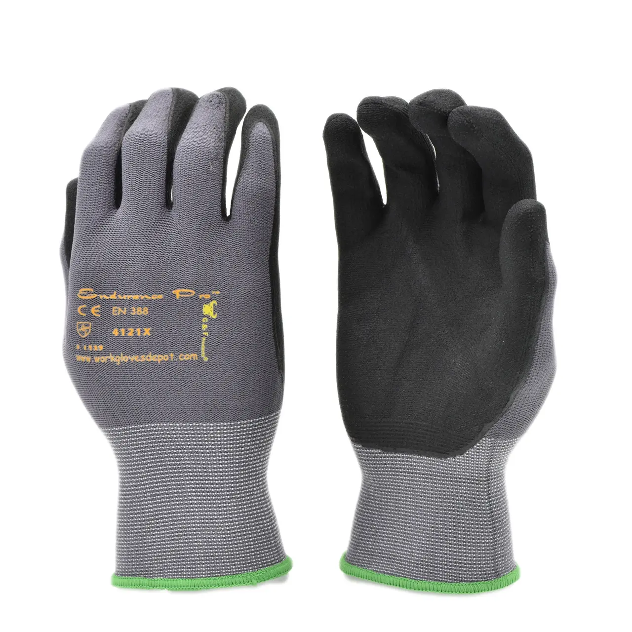 G & F Products Endurance Pro Seamless Knit Nylon Gloves with Micro Form Nitrile Grip - (Pack of 12) (1529-DZ) Black