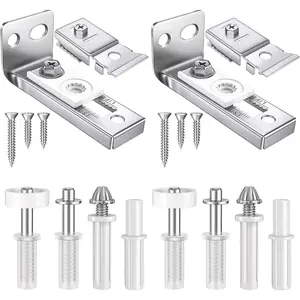 Bifold Door Hardware Repair Kit, 2 Set Bi-fold Sliding Closet Doors Replacement Parts with Top & Bottom Brackets, Pivots & Guides Wheel for Folding Pocket & Accordion Doors