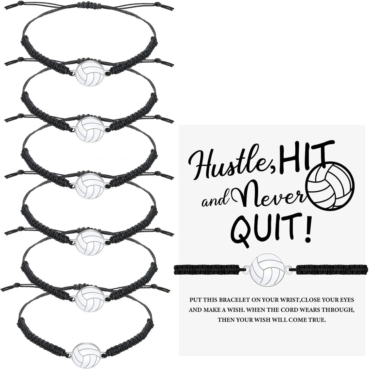 Volleyball Bracelet 12-Pack, Casual Woven Rope with Zinc Alloy Charm, Adjustable 5-8 Inches, Lightweight Unisex Fit, Heartening Team Gifts