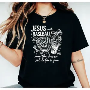 Christian Baseball T-shirt Jesus And Baseball Tee, Christian Faith T-shirt, Gift for Baseball Mom, Youth Group Crewneck Apparel