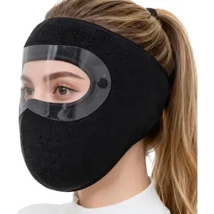 Winter Windproof Face Mask with Detachable Goggles, Thickened Fleece-Lined Full Face Cover for Men & Women