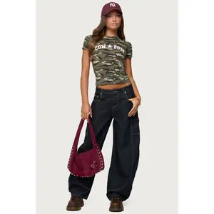 Aden Contrast Stitch Low Rise Barrel Jeans