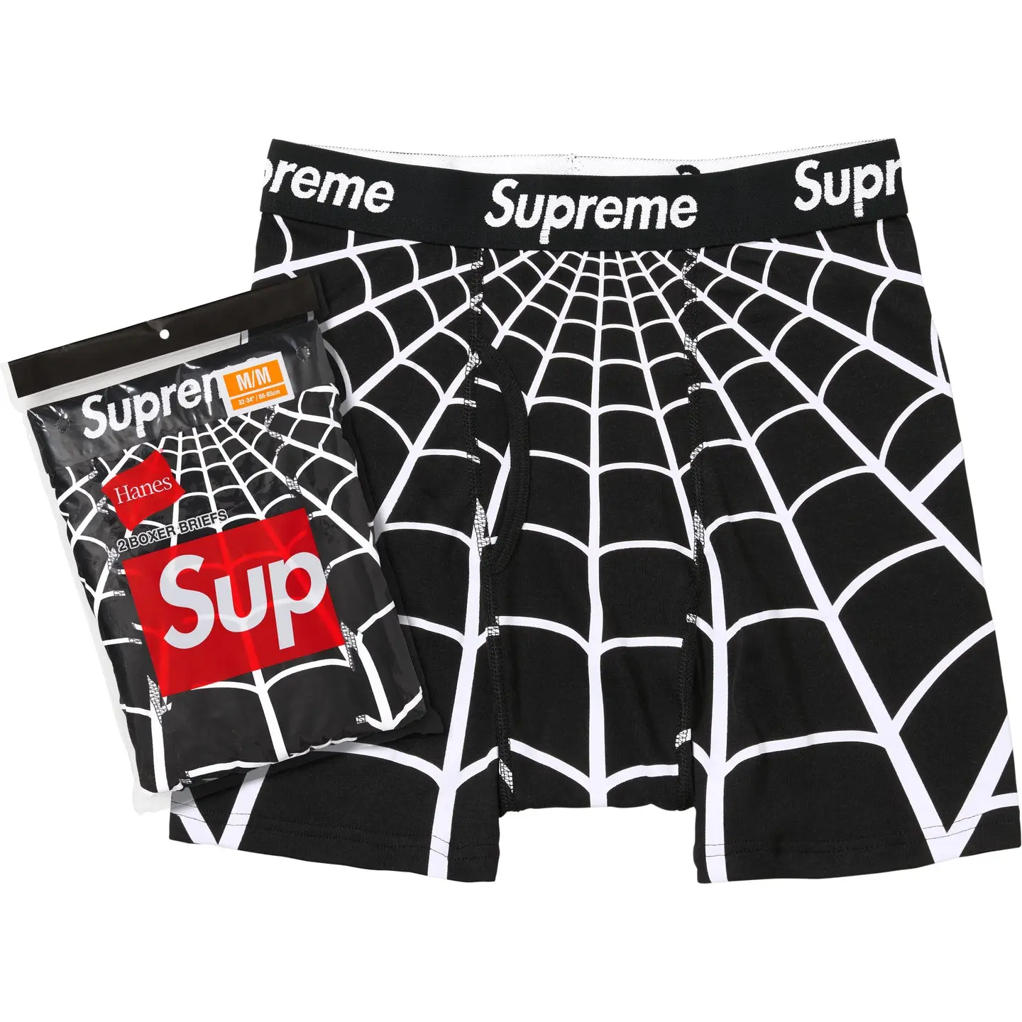 Supreme x Hanes x Spider-Man Men's Boxer Briefs (2-Pack, Black)