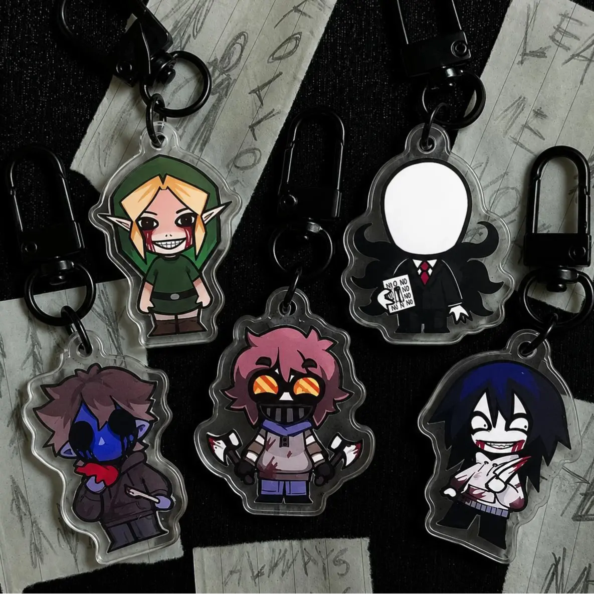 Creepypasta Keychains - Cute, Durable, And Perfect For Bags, Keys, Or Gifts. Great For Daily Use Or As Thoughtful Little Gifts For Your Friends And Yourself.