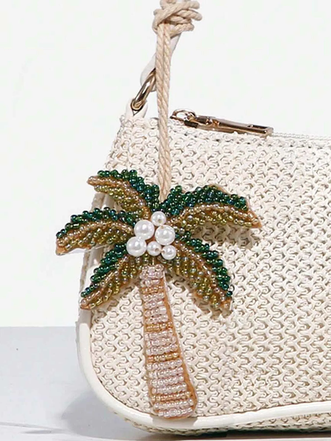 Pearl coconut bead pendant holiday style bag pendant, hand-woven keychain, Sparkly bag charm, pearl beaded holiday style bag keychain pendant ornaments Bag Decoration Charms For Bags, Trendy Bag Charms, Bag Accessory