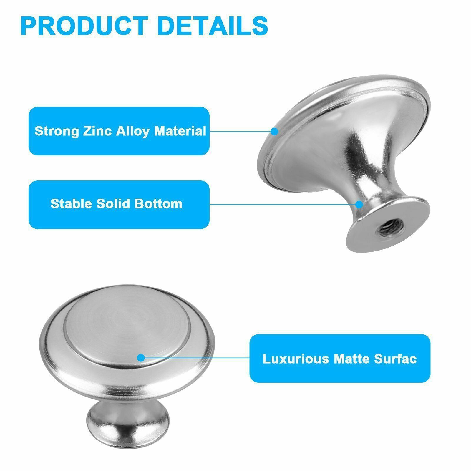 20Pcs Brushed Nickel Cabinet Knobs Drawer Pulls Door Handles Kitchen Hardware for Modern Home Decor