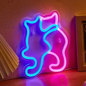 1pc USB Powered Cat Dog Neon Light Sign, LED Wall Hanging Decor Lamp, Switch Control, Cute Animal Silhouette, Bedroom Game Room Pet Store Party Decoration, Neon Accent Lights